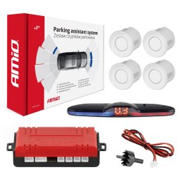ZESTAW CZUJNIKÓW  PARKOWANIA CZUJNIKI COFANIA MAx LED 4 SENSORY BIAŁE AMIO-02289