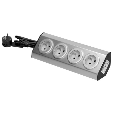 GNIAZDO MEBLOWE, KUCHENNE MONTOWANE NA RZE PY 4x2P+Z INOX Z PRZEWODEM 1,5M. GNIAZDO MEBLOWE, KUCHENNE MONTOWANE NA RZE PY 4x2P+Z INOX Z PRZEWODEM 1,5M.