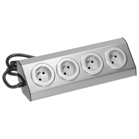 GNIAZDO MEBLOWE, KUCHENNE MONTOWANE NA RZE PY 4x2P+Z INOX Z PRZEWODEM 1,5M. GNIAZDO MEBLOWE, KUCHENNE MONTOWANE NA RZE PY 4x2P+Z INOX Z PRZEWODEM 1,5M.