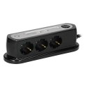 LISTWA ZASILAJĄCA NABIURKOWA Z WYŁĄCZNIKIEM 3x2P+Z(SCHUKO), ŁADOWARKA 2xUSB 2.4A, OGRANICZNIK  PRZE PIĘĆ TYP 3, KABEL H05VV-F 3x1,