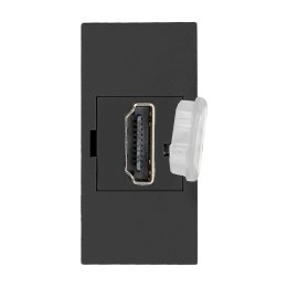 NOEN HDMI, GNIAZDO MODUŁOWE 22,5x45MM HDMI Z ZAŚLE PKĄ ZABEZ PIECZAJĄCĄ, CZARNE