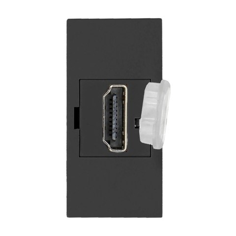 NOEN HDMI, GNIAZDO MODUŁOWE 22,5x45MM HDMI Z ZAŚLE PKĄ ZABEZ PIECZAJĄCĄ, CZARNE