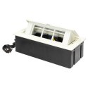 NOEN KASETA MEBLOWA W PUSZCZANA W BLAT ZE ZINTEGROWANĄ RAMKĄ PCV NA GNIAZDA MODUŁOWE 3 x 45x45MM LUB 6 x 22,5x45MM,  PRZEWÓD 1,5M,