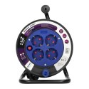 PRZEDŁUŻACZ BĘBNOWY MINI, 4 GNIAZDA 2P+Z (SCHUKO), METALOWY STOJAK,  POLWINIT H05VV-F 3x1MM? - 15M