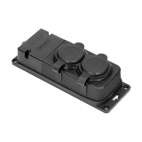 ROZGAŁĘŹNIK BRYZGOSZCZELNY I OD PORNY NA UDERZENIA, IP44, 2 GNIAZDA 2P+Z, 16A, 230V AC, GUMOWY, UNIE PALNIONY ROZGAŁĘŹNIK BRYZGOSZCZELNY I OD PORNY NA UDERZENIA, IP44, 2 GNIAZDA 2P+Z, 16A, 230V AC, GUMOWY, UNIE PALNIONY