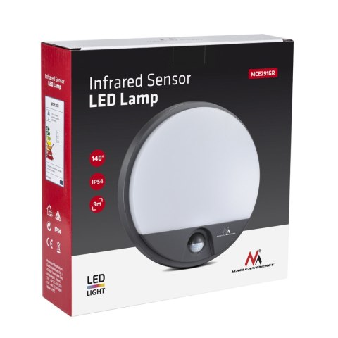 LAM PA LED Z CZUJNIKIEM RUCHU MACLEAN ,NA PODCZERWIEŃ, KOLOR SZARY, 15W, IP54, 1100LM, MCE291 GR LAM PA LED Z CZUJNIKIEM RUCHU MACLEAN ,NA PODCZERWIEŃ, KOLOR SZARY, 15W, IP54, 1100LM, MCE291 GR