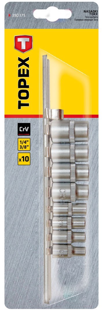 NASADKI TORx 1/4", 3/8", ZESTAW 9 SZT. NASADKI TORx 1/4", 3/8", ZESTAW 9 SZT.
