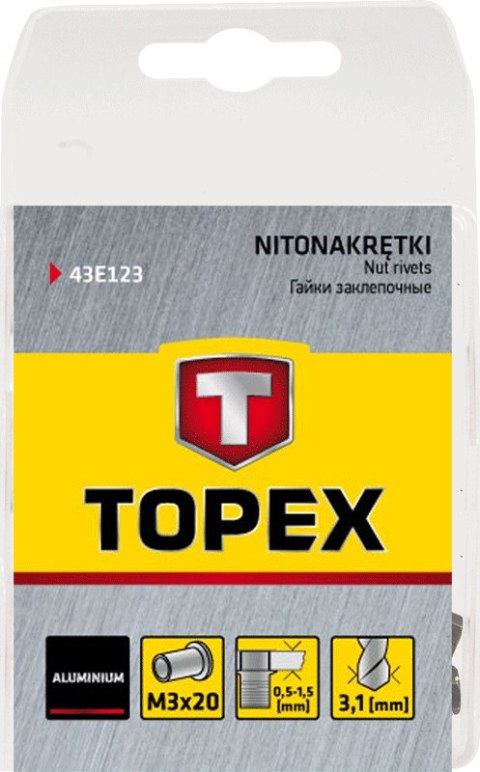 NITONAKRĘTKI ALUMINIOWE M3, 20 SZT. NITONAKRĘTKI ALUMINIOWE M3, 20 SZT.