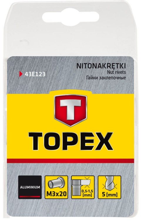 NITONAKRĘTKI ALUMINIOWE M3, 20 SZT. NITONAKRĘTKI ALUMINIOWE M3, 20 SZT.