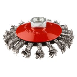 SZCZOTKA DRUCIANA TARCZOWA ODGIĘTA 100 MM x M14, INOX