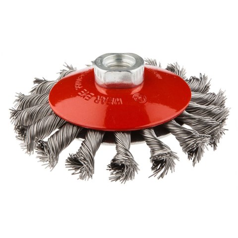 SZCZOTKA DRUCIANA TARCZOWA ODGIĘTA 100 MM x M14, INOX SZCZOTKA DRUCIANA TARCZOWA ODGIĘTA 100 MM x M14, INOX