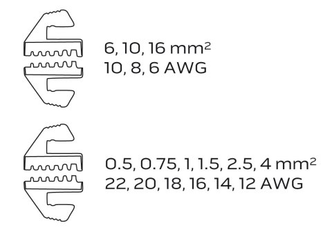 SZCZY PCE DO ZACISKANIA KOŃCÓWEK TULEJKOWYCH 0.5-16 MM2 (22-6 AWG) SZCZY PCE DO ZACISKANIA KOŃCÓWEK TULEJKOWYCH 0.5-16 MM2 (22-6 AWG)