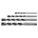 WIERTŁA DO BETONU 4-10 MM, ZESTAW 4 SZT., KOŃCÓWKA MOTYLKOWA