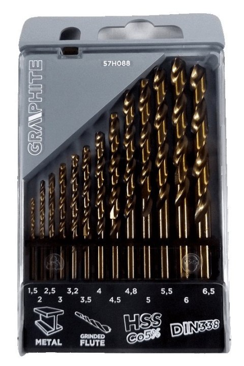 WIERTŁA DO METALU HSS-CO 1.5-6.5 MM, ZESTAW 13 SZT. WIERTŁA DO METALU HSS-CO 1.5-6.5 MM, ZESTAW 13 SZT.