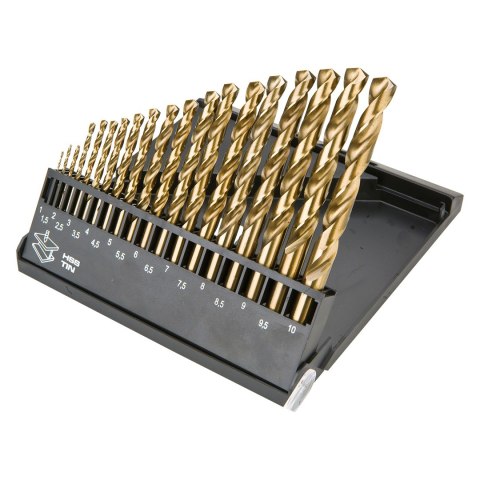 WIERTŁA DO METALU HSS-TIN 1.0-10.0 MM, ZESTAW 19 SZT. WIERTŁA DO METALU HSS-TIN 1.0-10.0 MM, ZESTAW 19 SZT.