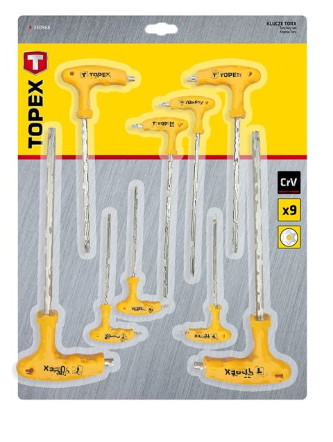 KLUCZE TORx TY PU "T" T10-T50, ZESTAW 9 SZT. KLUCZE TORx TY PU "T" T10-T50, ZESTAW 9 SZT.