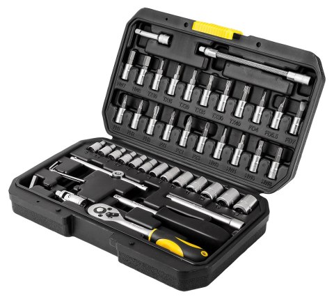 KLUCZE NASADOWE 1/4", ZESTAW 46 SZT. KLUCZE NASADOWE 1/4", ZESTAW 46 SZT.