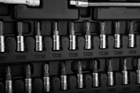 KLUCZE NASADOWE 1/4", ZESTAW 46 SZT. KLUCZE NASADOWE 1/4", ZESTAW 46 SZT.