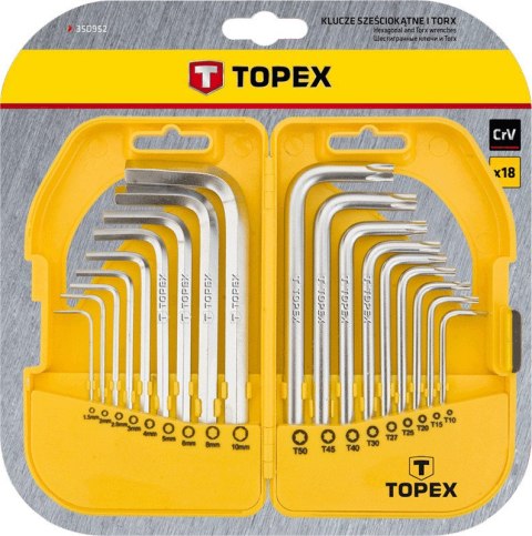 KLUCZE SZEŚCIOKĄTNE I TORx, ZESTAW 18 SZT. KLUCZE SZEŚCIOKĄTNE I TORx, ZESTAW 18 SZT.