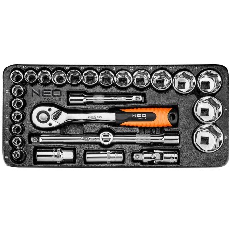 KLUCZE NASADOWE 1/2", ZESTAW 27 SZT., WKŁADKA KLUCZE NASADOWE 1/2", ZESTAW 27 SZT., WKŁADKA
