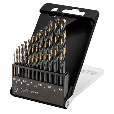 WIERTŁA DO METALU HSS-CNC, 124°, "PRO-TEC", 1.5 - 6.5 MM, ZESTAW 13 SZT. WIERTŁA DO METALU HSS-CNC, 124°, "PRO-TEC", 1.5 - 6.5 MM, ZESTAW 13 SZT.