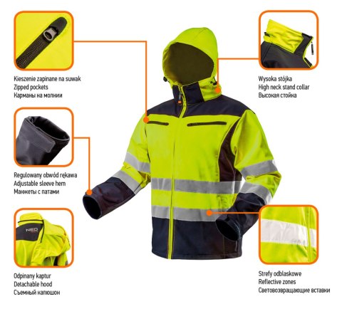 KURTKA ROBOCZA OSTRZEGAWCZA SOFTSHELL Z KA PTUREM, ŻÓŁTA, ROZMIAR M KURTKA ROBOCZA OSTRZEGAWCZA SOFTSHELL Z KA PTUREM, ŻÓŁTA, ROZMIAR M