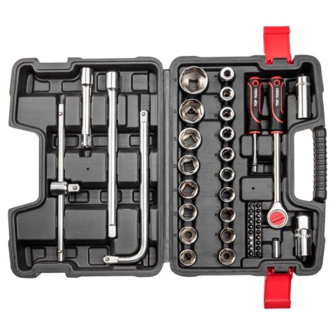 KLUCZE NASADOWE 1/4", 1/2", ZESTAW 47 SZT. KLUCZE NASADOWE 1/4", 1/2", ZESTAW 47 SZT.