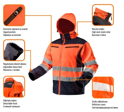 KURTKA ROBOCZA OSTRZEGAWCZA SOFTSHELL Z KA PTUREM, POMARAŃCZOWA, ROZMIAR M KURTKA ROBOCZA OSTRZEGAWCZA SOFTSHELL Z KA PTUREM, POMARAŃCZOWA, ROZMIAR M