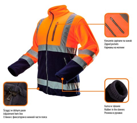 BLUZA POLAROWA OSTRZEGAWCZA, POMARAŃCZOWA, ROZMIAR S BLUZA POLAROWA OSTRZEGAWCZA, POMARAŃCZOWA, ROZMIAR S