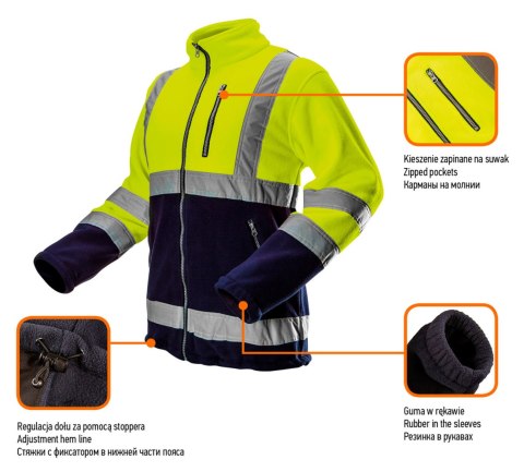 BLUZA POLAROWA OSTRZEGAWCZA, ŻÓŁTA, ROZMIAR S BLUZA POLAROWA OSTRZEGAWCZA, ŻÓŁTA, ROZMIAR S
