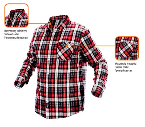 KOSZULA FLANELOWA KRATA CZERWONO-CZARNO-BIAŁA, ROZMIAR XXL KOSZULA FLANELOWA KRATA CZERWONO-CZARNO-BIAŁA, ROZMIAR XXL