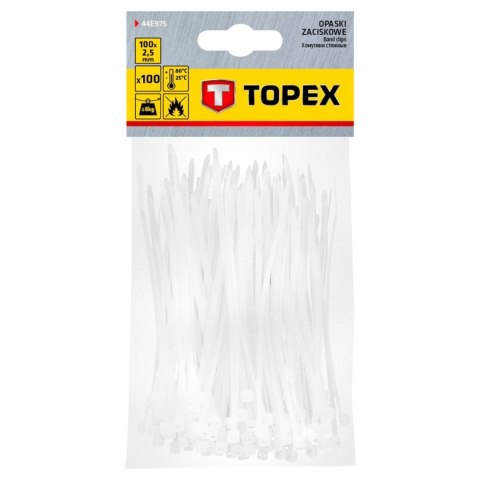 O PASKI ZACISKOWE 2.5 x 100 MM, 100 SZT., BIAŁE O PASKI ZACISKOWE 2.5 x 100 MM, 100 SZT., BIAŁE