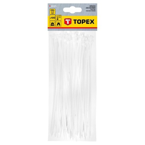 O PASKI ZACISKOWE 2.5 x 200 MM, 100 SZT., BIAŁE O PASKI ZACISKOWE 2.5 x 200 MM, 100 SZT., BIAŁE