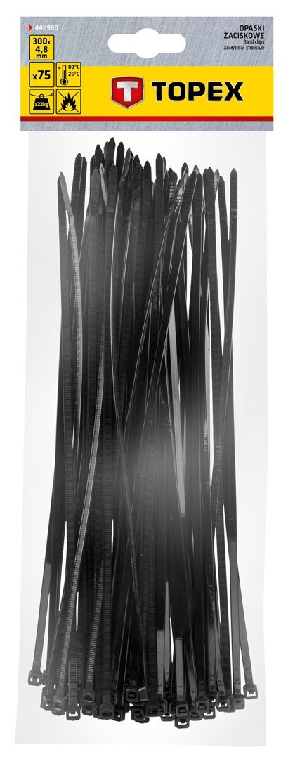 O PASKI ZACISKOWE 4.8 x 300 MM, 75 SZT., CZARNE O PASKI ZACISKOWE 4.8 x 300 MM, 75 SZT., CZARNE