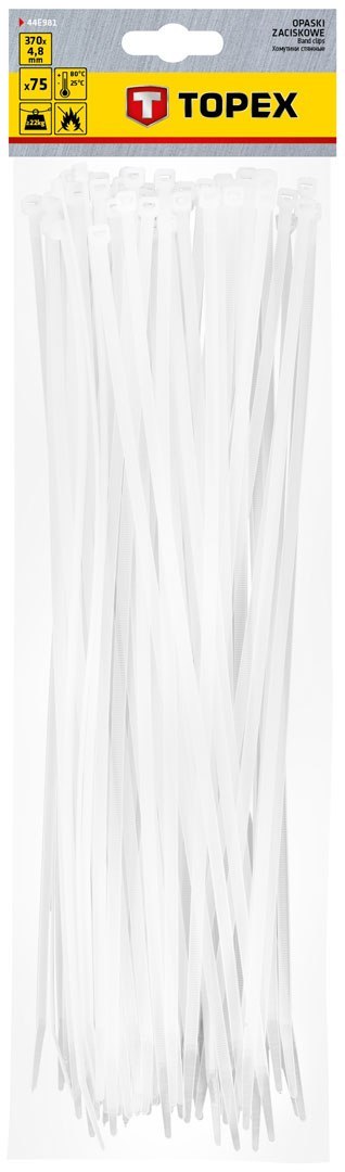O PASKI ZACISKOWE 4.8 x 370 MM, 75 SZT., BIAŁE O PASKI ZACISKOWE 4.8 x 370 MM, 75 SZT., BIAŁE