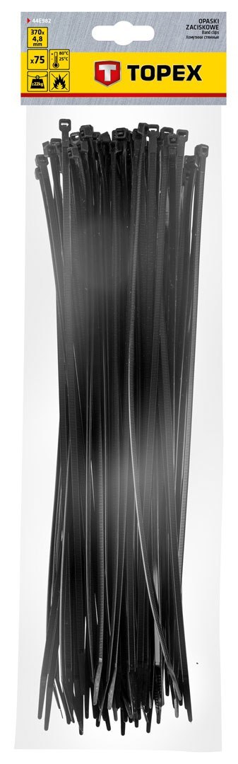 O PASKI ZACISKOWE 4.8 x 370 MM, 75 SZT., CZARNE O PASKI ZACISKOWE 4.8 x 370 MM, 75 SZT., CZARNE
