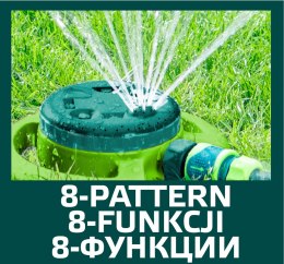 ZRASZACZ OGRODOWY, 8- FUNKCYJNY,  PLASTIKOWY (ABS),  PAKOWANY NA KARCIE