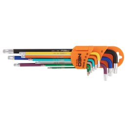 KLUCZE TORx T10-50, ZESTAW 9 SZT., KOLOROWE