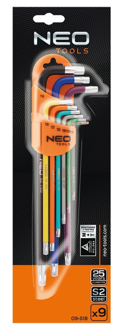 KLUCZE TORx T10-50, ZESTAW 9 SZT., KOLOROWE KLUCZE TORx T10-50, ZESTAW 9 SZT., KOLOROWE