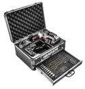 ZESTAW ENERGY+ W WALIZCE ALUMINIOWEJ: WIERTARKO WKRĘTARKA 2x18V/2.0AH, 10 MM, ZDEJMOWANY UCHWYT + 109 AKCESORIÓW