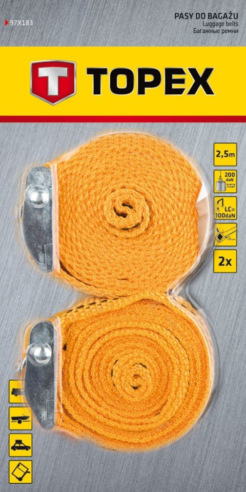 PASY DO BAGAŻU 2.5 M x 25 MM, 2 SZT. PASY DO BAGAŻU 2.5 M x 25 MM, 2 SZT.