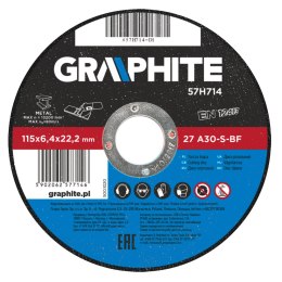 TARCZA SZLIFIERSKA DO METALU 115 x 6.4 x 22.2 MM, 27 A30-S-BF