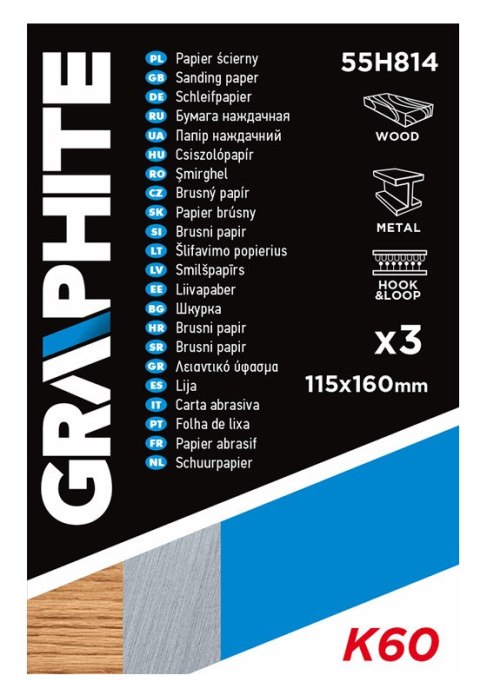 PA PIER ŚCIERNY 115 x 160 MM, OTWORY, PERFORACJA DO ODRYWANIA, RZE P. K60, 3 SZT. PA PIER ŚCIERNY 115 x 160 MM, OTWORY, PERFORACJA DO ODRYWANIA, RZE P. K60, 3 SZT.