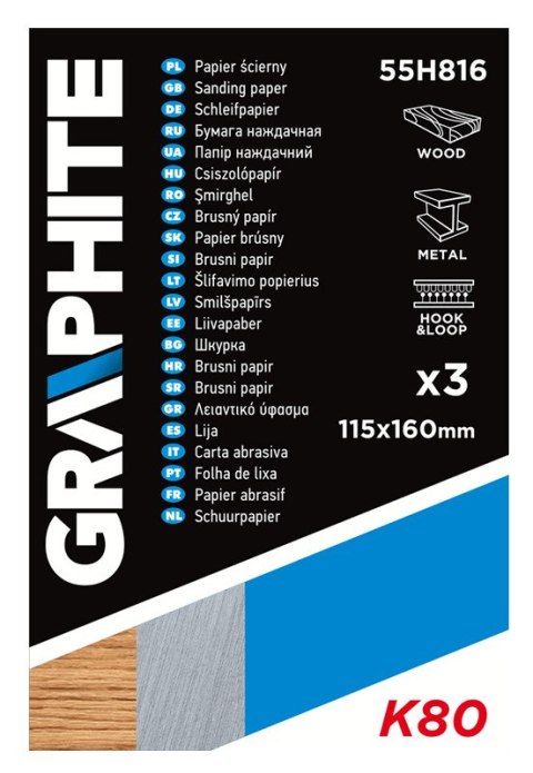PA PIER ŚCIERNY 115 x 160 MM, OTWORY, PERFORACJA DO ODRYWANIA, RZE P. K80, 3 SZT. PA PIER ŚCIERNY 115 x 160 MM, OTWORY, PERFORACJA DO ODRYWANIA, RZE P. K80, 3 SZT.