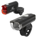 OŚWIETLENIE ROWEROWE LED MACLEAN,  PRZÓD+TYŁ, 2 TRYBY, WBUDOWANY AKUMULATOR, 1500MAH, TYŁ 2xAAA, CERTYFIKAT STVZO, MCE312