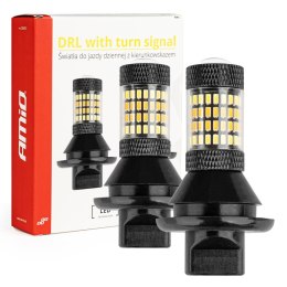 2W1 ŚWIATŁA DO JAZDY DZIENNEJ LED Z KIERUNKOWSKAZEM  PY21W AMIO-02451