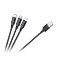 KABEL USB 3W1 MICROUSB, USB TY PU C, LIGHTNING 100 CM