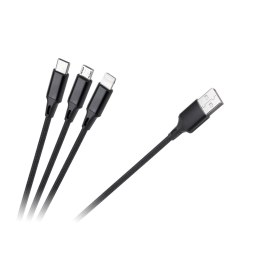 KABEL USB 3W1 MICROUSB, USB TY PU C, LIGHTNING 100 CM