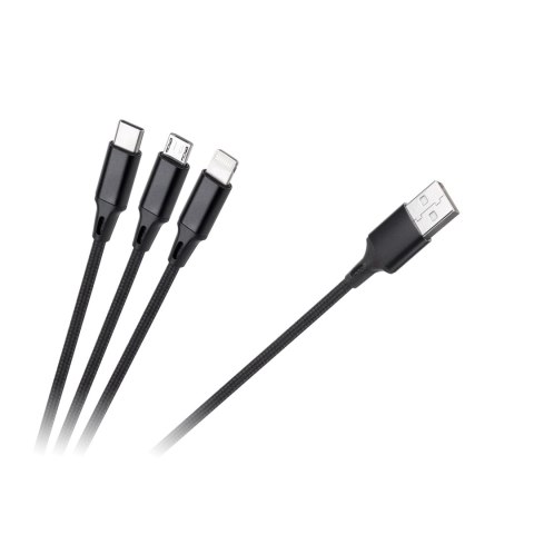 KABEL USB 3W1 MICROUSB, USB TY PU C, LIGHTNING 100 CM KABEL USB 3W1 MICROUSB, USB TY PU C, LIGHTNING 100 CM