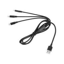 KABEL USB 3W1 MICROUSB, USB TY PU C, LIGHTNING 100 CM